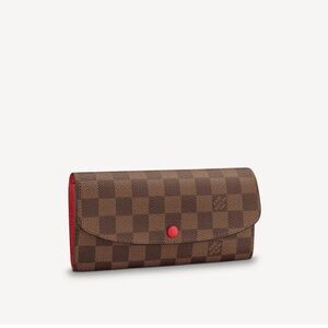 Louis Vuitton Damier Ebene Wallet with Red Accent